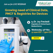 Webinar on Growing need of Clinical Data,  PMCF & Registries for Device